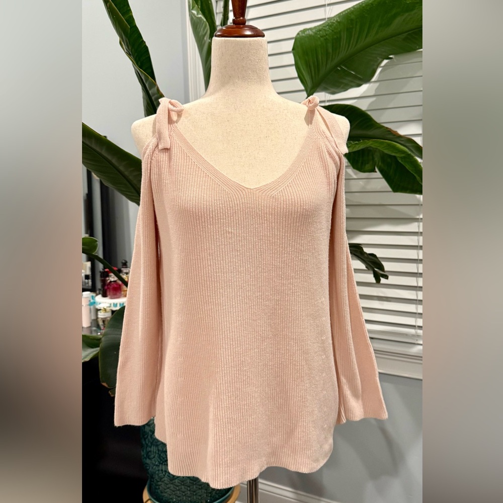 LOFT light pink tie straps sweater